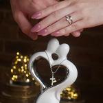 Christian Wedding Statue with Cross & Heart Poem