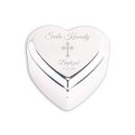 Personalized Heart Jewelry Keepsake Box with Engraved Cross