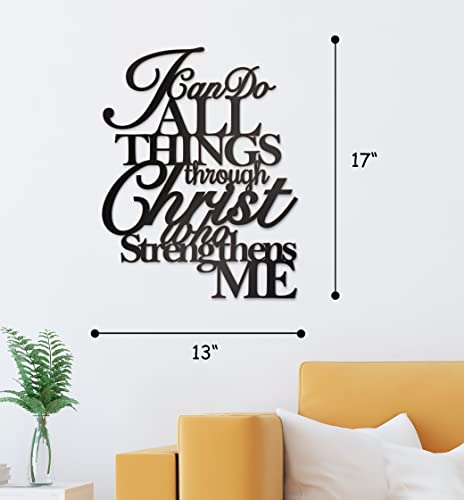 Christ Metal Wall Art: Philippians 4:13, 17"X13" Home Decor
