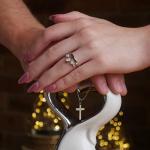 Christian Wedding Statue with Cross & Heart Poem