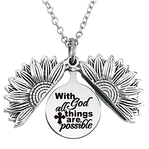 Christian Sunflower Necklace With Inspirational Engraving