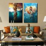 2 Pieces Framed Jesus Wall Art Set, Blue Ocean
