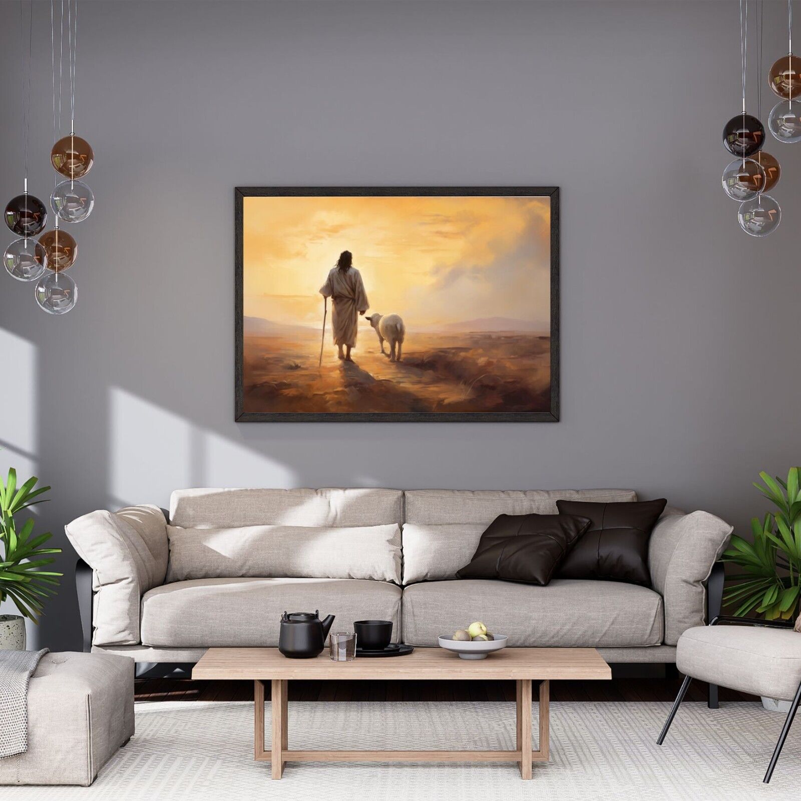 Jesus and the Lost Lamb Christian Canvas Print