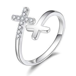 925 Sterling Silver Cross Ring for Women, Inspirational Easter Gift