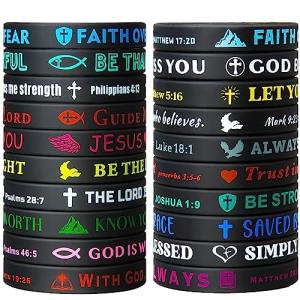 IDREAMBAND 20pc Bible Verse Silicone Wristbands, Inspirational Faith