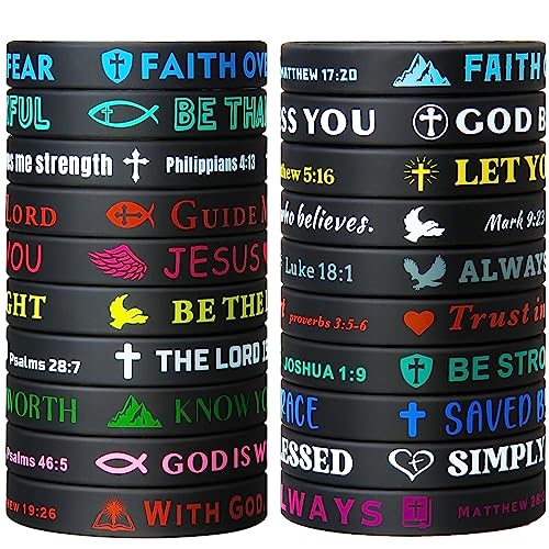 IDREAMBAND 20pc Bible Verse Silicone Wristbands, Inspirational Faith