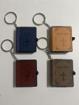 Mini Leather Holy Bible Keychain with Jesus Cross