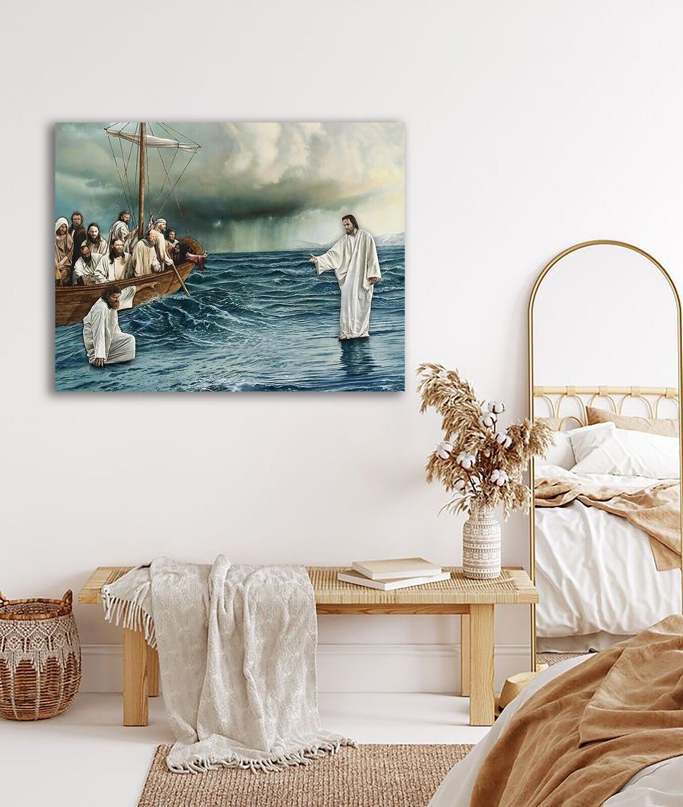 Jesus Wall Decor Religious Canvas Art Print"Heavenly Hand