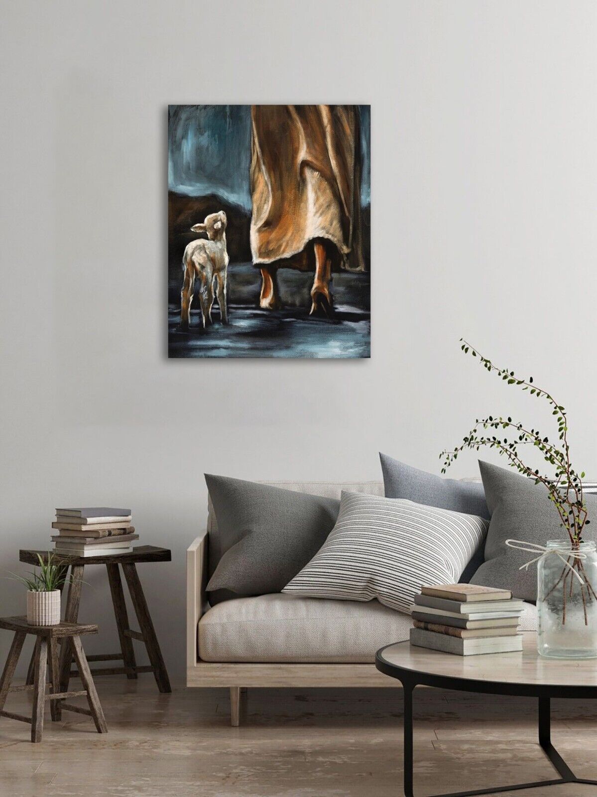 Framed Jesus Wall Art with Saving Lost Lamb Print