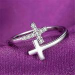 925 Sterling Silver Cross Ring for Women, Inspirational Easter Gift