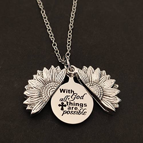 Christian Sunflower Necklace With Inspirational Engraving