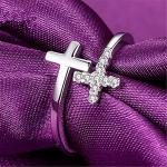 925 Sterling Silver Cross Ring for Women, Inspirational Easter Gift