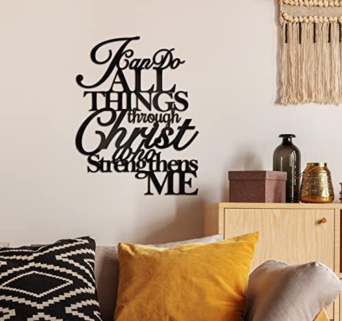 Christ Metal Wall Art: Philippians 4:13, 17"X13" Home Decor