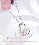 Heart Cross Birthstone Necklace for Girl - Baptism & Communion Gift