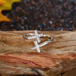 925 Sterling Silver Cross Ring for Women, Inspirational Easter Gift