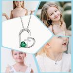 Heart Cross Birthstone Necklace for Girl - Baptism & Communion Gift