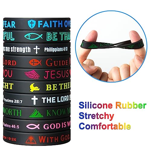 IDREAMBAND 20pc Bible Verse Silicone Wristbands, Inspirational Faith