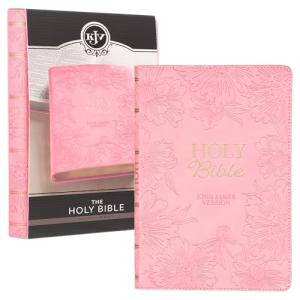 Gift Edition KJV Bible in Pink Floral Faux Leather