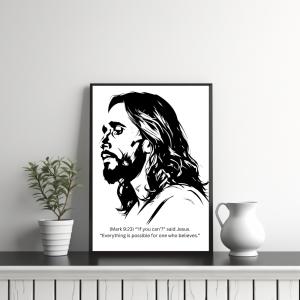 Framed Jesus Wall Art: Christian Home Serenity Decor