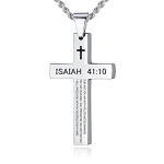 Inspirational Bible Verse Cross Necklace for Men - Isaiah