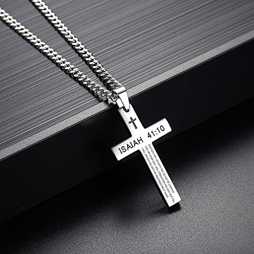 Inspirational Bible Verse Cross Necklace for Men - Isaiah