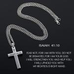 Inspirational Bible Verse Cross Necklace for Men - Isaiah