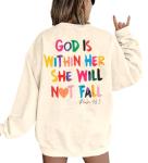 VILOVE Christian Sweatshirt: God Within Her Inspirational Blouse