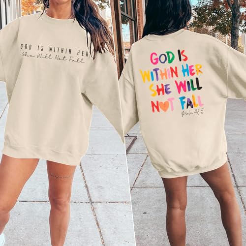 VILOVE Christian Sweatshirt: God Within Her Inspirational Blouse