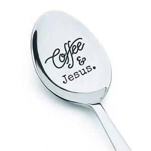 Stainless Silver Engraved Spoon | Religious Gift for Coffee-loving Parents