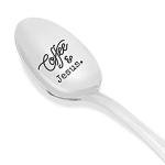 Stainless Silver Engraved Spoon | Religious Gift for Coffee-loving Parents