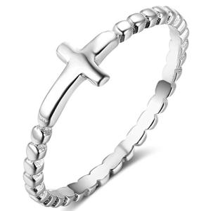 Christian Cross Sterling Silver Simple Plain Ring