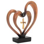 Dicksons Heart and Cross Brown Resin Table Decoration
