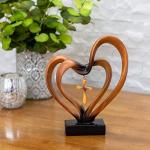 Dicksons Heart and Cross Brown Resin Table Decoration