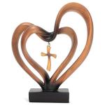 Dicksons Heart and Cross Brown Resin Table Decoration