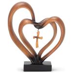 Dicksons Heart and Cross Brown Resin Table Decoration