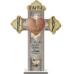 Faith Hope Love Marriage Table Cross with Bible Verse