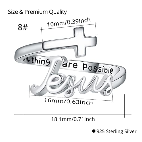 Adjustable Sterling Silver Jesus Cross Wrap Ring for Faithful Women