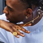 Vintage Coin Pendant Necklace with Religious Charms, 22in