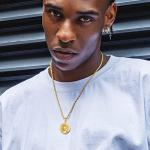 Vintage Coin Pendant Necklace with Religious Charms, 22in