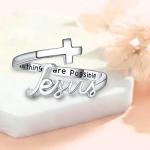 Adjustable Sterling Silver Jesus Cross Wrap Ring for Faithful Women