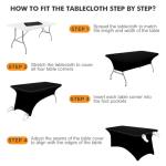 SEPARO - Black Fitted 6FT Rectangle Tablecloth Set