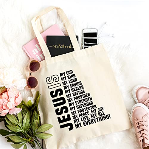 Women's Jesus Is Everything Christian Canvas Tote Bag