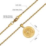 Vintage Coin Pendant Necklace with Religious Charms, 22in