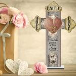 Faith Hope Love Marriage Table Cross with Bible Verse