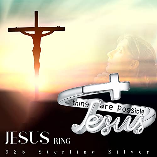 Adjustable Sterling Silver Jesus Cross Wrap Ring for Faithful Women