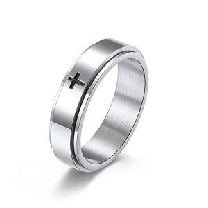 Minimalist Cross Jesus Christ Prayer Spinner Ring Fashion