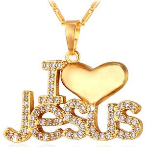 U7 18K Gold Plated Christian Necklace with Jesus