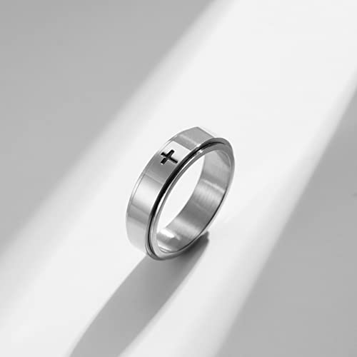 Minimalist Cross Jesus Christ Prayer Spinner Ring Fashion