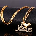 U7 18K Gold Plated Christian Necklace with Jesus