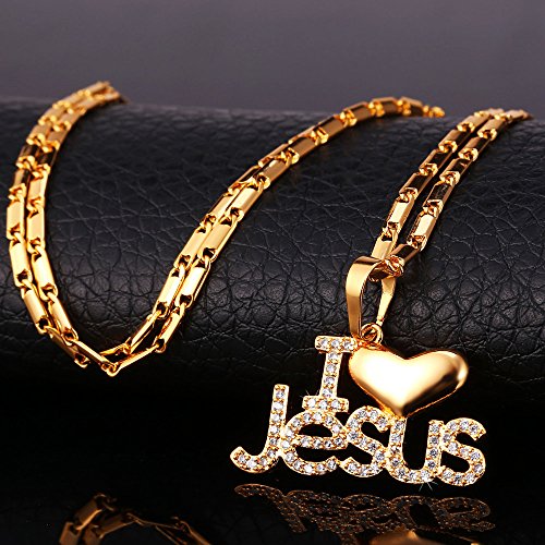 U7 18K Gold Plated Christian Necklace with Jesus